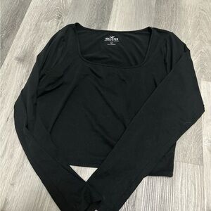 Black square neck longsleeve shirt